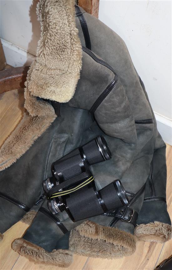 A replica USAF jacket type G.8 size 40 and a pair of Miranda 10 x 50 binoculars